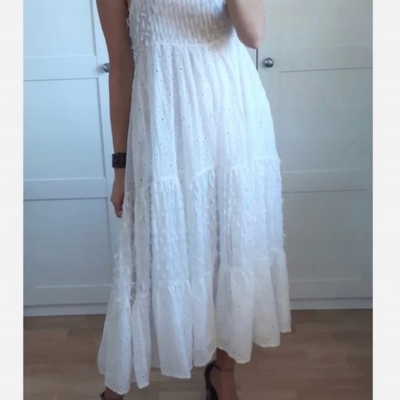 NWT Zara Embroidered Fringed Summer Dress Sz. L - Picture 3 of 7